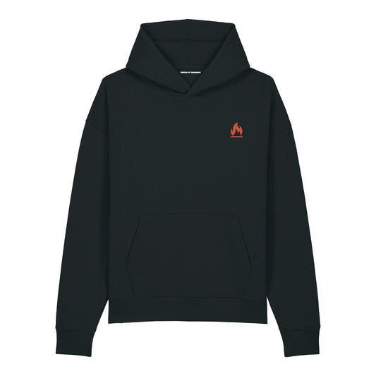 THE CAPSULE LW RELAXED HOODIE // TRACK 03 - REMIX C // Nordic Deep Black + Nordic Brick Red Artwork