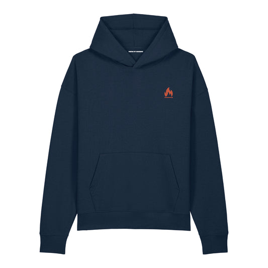 THE CAPSULE LW RELAXED HOODIE // TRACK 03 - REMIX C // Nordic Midnight Blue + Nordic Brick Red Artwork